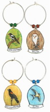yellow-billed magpie, barn owl, red-winged blackbird, swallow charms