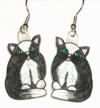 black-white cat earrings