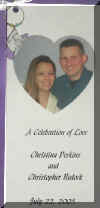 example of wine charm wedding favor attached to a program