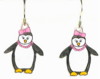 penguins with pink bows earrings