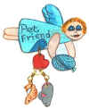 blue pet friend angel pin
