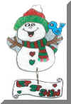 snowman with bird pin
