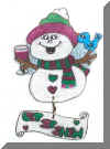 snowman with wine glass pin