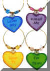 set of 4 Valentine Sweethearts Candy Heart wine charms