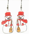 red snowman earrings