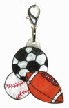sports balls zipper pull