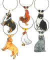 dogs cats chickens wine charms
